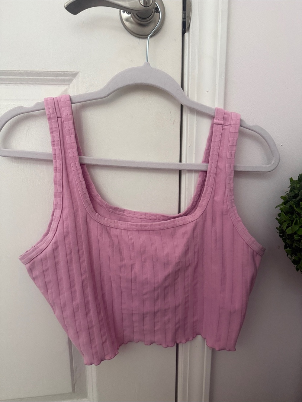 Aerie Pink Ribbed Crop Tank Top - Women's Sleeveless Top